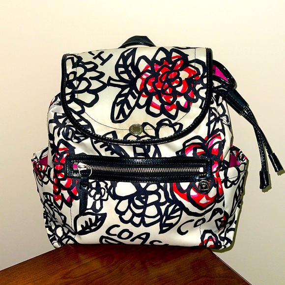 coach black and red backpack floral Coach | Bags | Coach Black And Red Floral Backpack